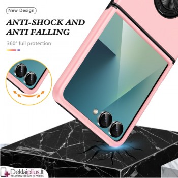 Plastikinis dėklas su žiedu - rūžavas (Samsung Galaxy Z Flip 7) Plastikinis dėklas su žiedu - rūžavas (Samsung Galaxy Z Flip 7)